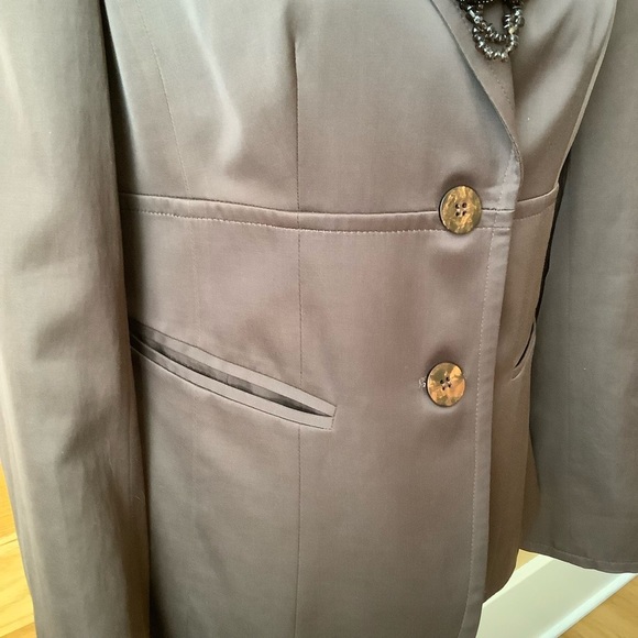 JONES NEW YORK Brown Stretch Satin Tailored Blazer Size 4 - Picture 6 of 14